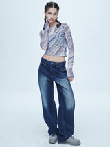 ヴィンテージ ウォッシング ワイド デニムパンツ / Vintage Washing Wide Denim Pants Blue