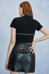 HIDE Piping Crop Top (1/2) (Black) (6570966876278)