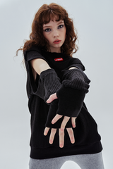 ロゴホールウォーマーニット / logo hole warmer knit_black