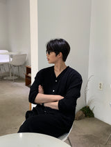 ニューゲントオーシャンアイスプリーツセットアップロングスリーブカーディガン / New Gent Ocean Ice Pleats Set-up Long-Sleeved Cardigan (2 colors)