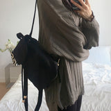 Boot string suede velvet backpack