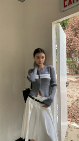 double zip knit cardigan