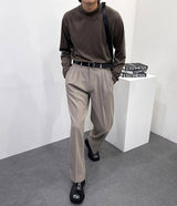 カーリング3タックスラックス/UN718 Curling Three-Tuck Slacks (3 colors)