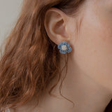 ビンテージニットフラワーピアス/Vintage knit flower earring (Denim)
