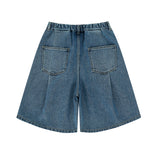 ディープタックポイントバミューダパンツ / deep tuck point denim bermuda shorts - BLUE