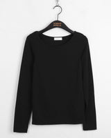 ポリンフリースベーシック無地レイヤードスリムUネック長袖Tシャツ
