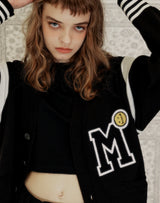 M PATCH VARSITY CARDIGAN BLACK (6691449143414)