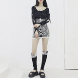 Jellyo Sleeve Slit String Cardigan