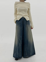 スプリットポイントオフショルダーニット/Split Point Off-Shoulder Knit (2color)