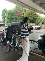 ツイステッドストライプラウンドニットウェア