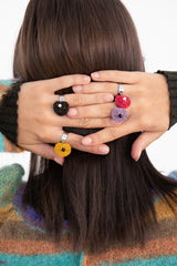 チャビーハートペンダントサージカルオープンリング/Chubby heart pendant surgical open ring (black)