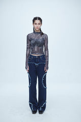 スネーク カッティング デニムパンツ / Snake Cutting Denim Pants
