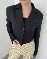 エリス２ボタンクロップミニマルブレザーショートジャケット/[MADE] Eris Two Button Crop Minimal Blazer Short Jacket
