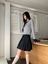 Ann's layered color combination round long-sleeved warmer T-shirt