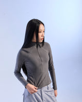 FLEECE CROP HALF ZIPUP (CHARCOAL)