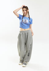 ハートバニーラグランクロップTシャツ / Heart bunny Raglan Crop-T (blue)