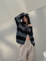 (UNISEX) エバーストライプニットフード