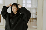 ロングフードジコート / unisex long hood coat black