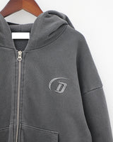 ピグメントフードジップアップ/Pigment hood zip-up (2color)