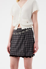 チェリーパターンメッシュミニスカート / CHERRY PATTERN MESH MINI SKIRT [BROWN]