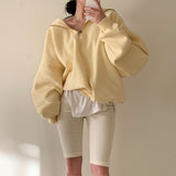 [BELLIDE MADE] Sailor Loose Fit Double-Sided Raised Half Zip-Up Sweat