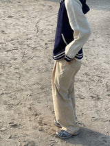 Navi button hood cardigan 
