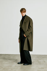 collarless front cover coat khaki (6615481614454)
