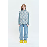 COLORING CHECK PATTERN SWEATSHIRT [MINT]