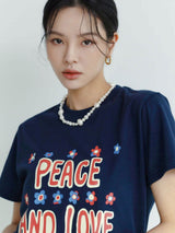 Peace and love shortPeace and love short sleeve T-shirts navy (6594388820086)