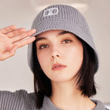 VA Square Applique Knit Bucket Hat / Gray