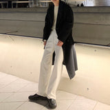 White wide long denim pants