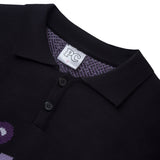 ソーシャルバタフライニットポロ / Social Butterfly Knit Polo - Black, White, Purple & Soft Purple