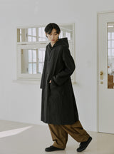 ロングフードジコート / unisex long hood coat black