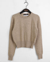 [Cashmere/12color] リモンラムウールラウンドクロップ長袖ニット