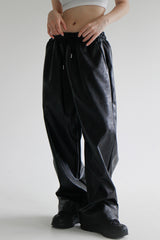 レザーストリングワイドパンツ/Leather String Wide Pants (2color)
