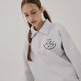 24Tロゴハーフジップアップスウェットシャツ/24T LOGO HALF ZIP-UP SWEATSHIRTS,HEATHER GRAY
