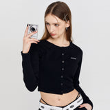 オッドシグネチャーロゴボタンクロップカーディガン / Odd Signature Logo button crop cardigan - 3 color