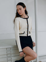 GOLD BUTTON CABLE CARDIGAN IVORY