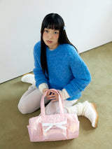 グロッシーリボンダッフルバッグ_ピンク