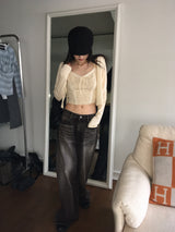 [3WAY] Ziver Snap Button Black and Blue Washed Wide Denim Pants