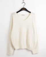 Winty soft angora pastel V-neck long sleeve knit