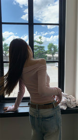 J warmer off-shoulder top