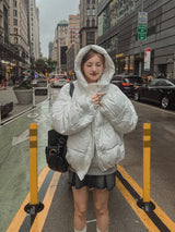 (UNISEX) マシュマロフードクロップダウン