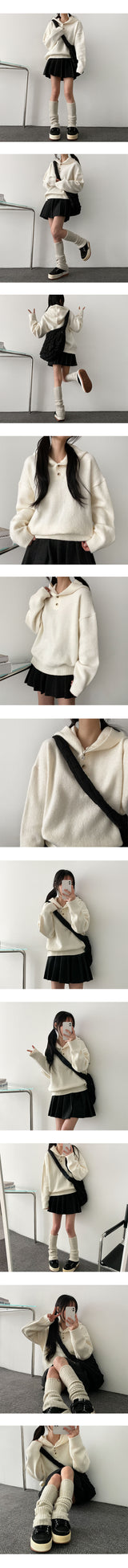 Bond the button knit hood