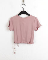 Juri Ruffle Ribbon Wrap Strap Cropped Short Sleeve T-shirt