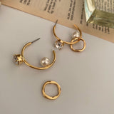 パールユニークドロップツインリングピアス/op Pearl Earrings Unique Drop Twin Ring Earrings Wedding Guest Look