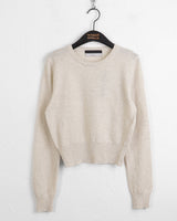 [Cashmere/12color] リモンラムウールラウンドクロップ長袖ニット