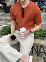 ロエミニマル半袖リネンラウンドニットウェア / Roe Minimal Short-Sleeved Linen Round Knitwear (9 colors)