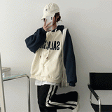 [Wool Lining] サラジャマエンブロイダリーラグランカラードフーディドジャンパー