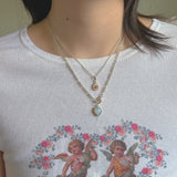 Tiny pink rose necklace